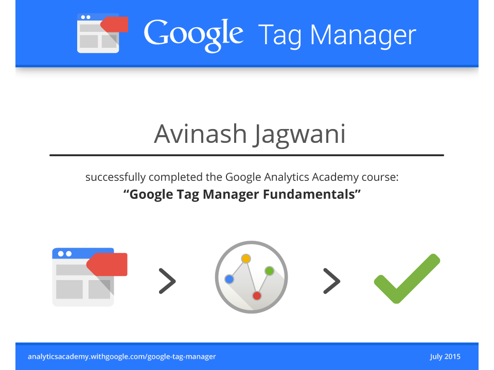 Avinash tag manager certificate
